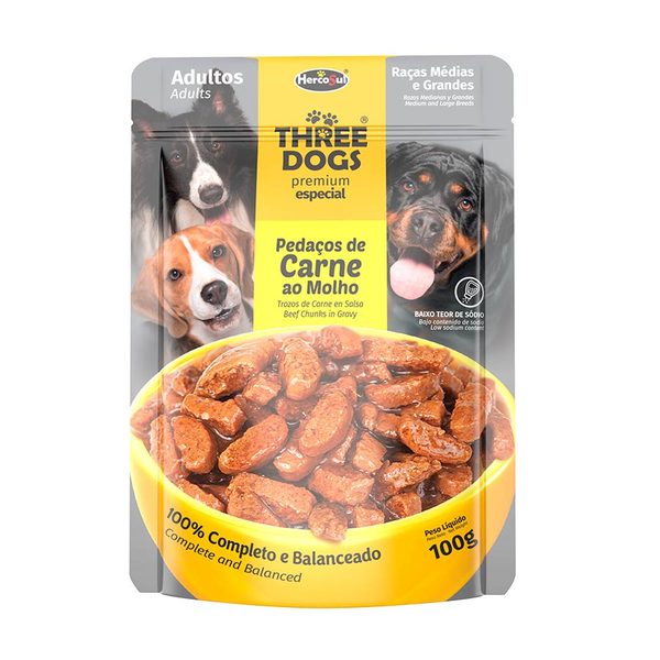 Three Dogs Alimento Humedo Perro Sachet Carne MB/LB