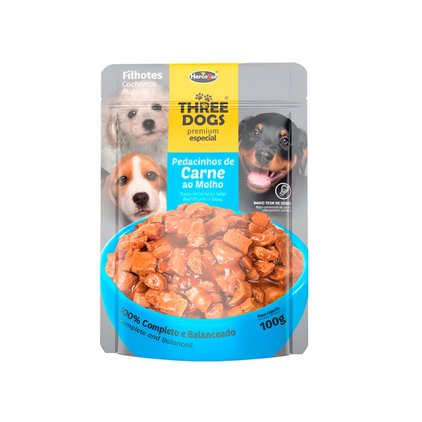 Three Dogs Alimento Humedo Cachorro Sachet Carne